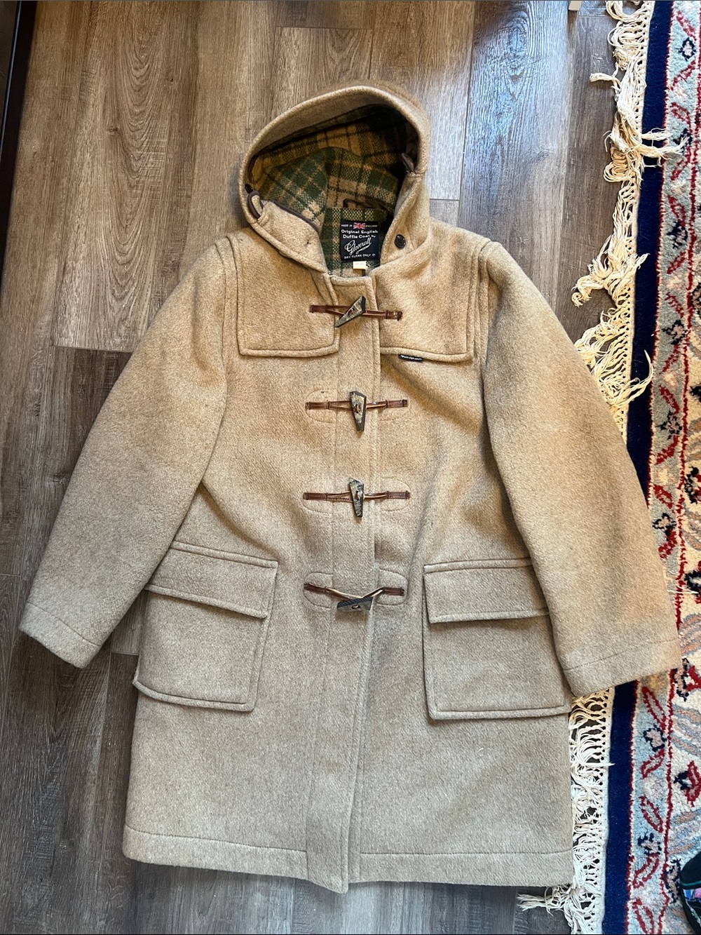 Vintage Gloverall Wool Duffle Coat Camel Beige Made in England Sz GB 40
